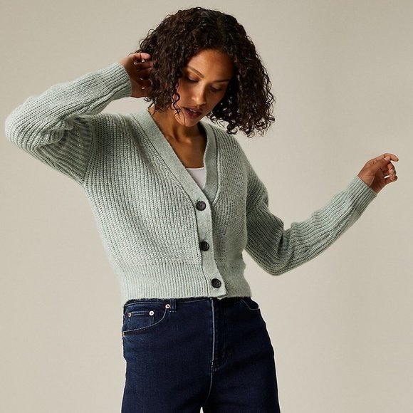 Hudson North Sweaters - Hudson North Crop  Chunky Rib Knit Cardigan Sweater Sage Green Size Medium